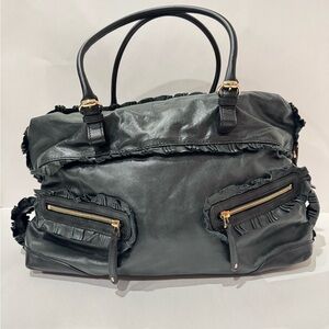 Gucci Forest Green Ruffle-Trimmed Large Sabrina Bag AUTHENTIC